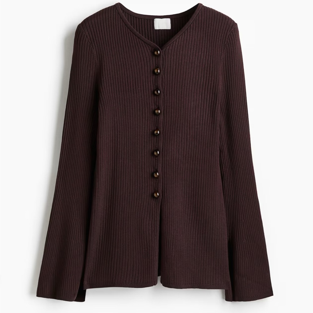 H&M Deep Brown Ribbed Knit Top - Picture 3 of 4